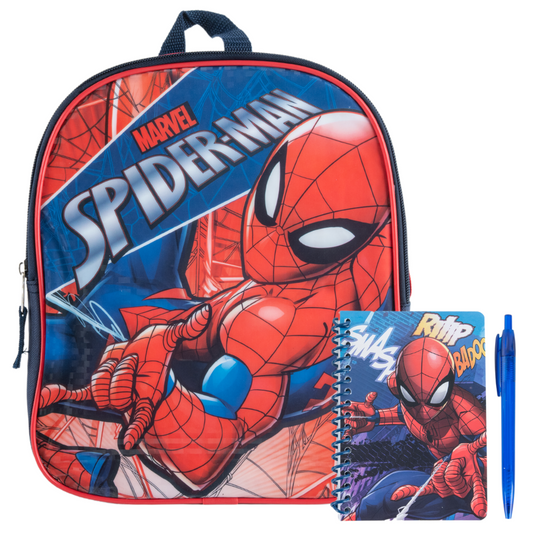 Marvel Avengers Spiderman Mini Backpack Set for Kids with Journal Notebook and Pen - 12 Inch