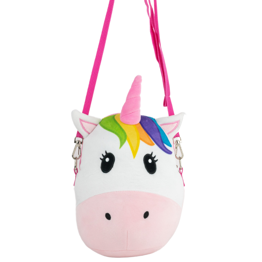 Squish Buddies Soft Plush Unicorn Small Crossbody Bag for Girls, 9 inch
