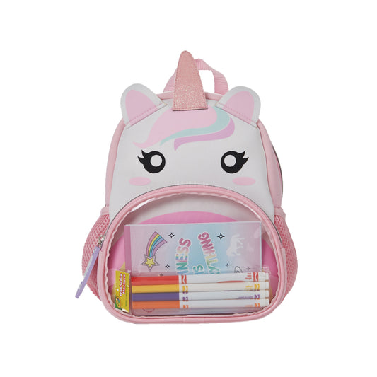 Neoprene Unicorn Mini Backpack for Girls & Toddlers with Crayola Markers & Notepad, 10 inch, Pink