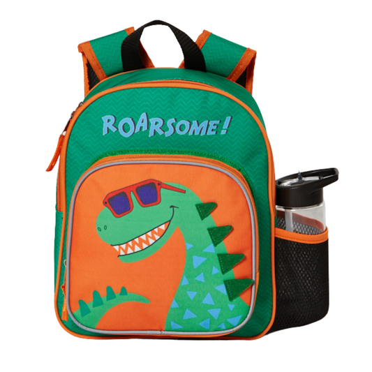 Dinosaur Mini Backpack Set with Water Bottle and Insulated Lunch Pocket for Kids & Toddlers - 12 Inch, Green