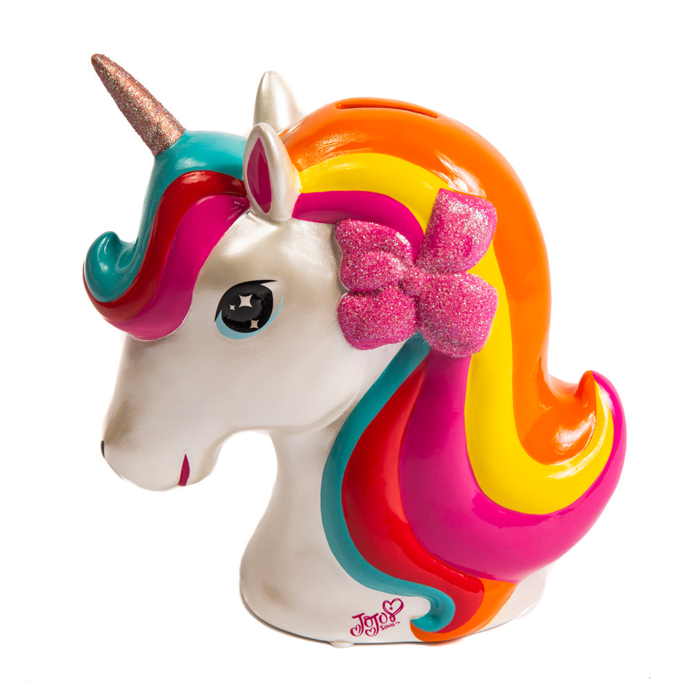 JoJo Siwa Unicorn Coin Bank - Unicorn Piggy Bank for Girls with Rubber Stopper
