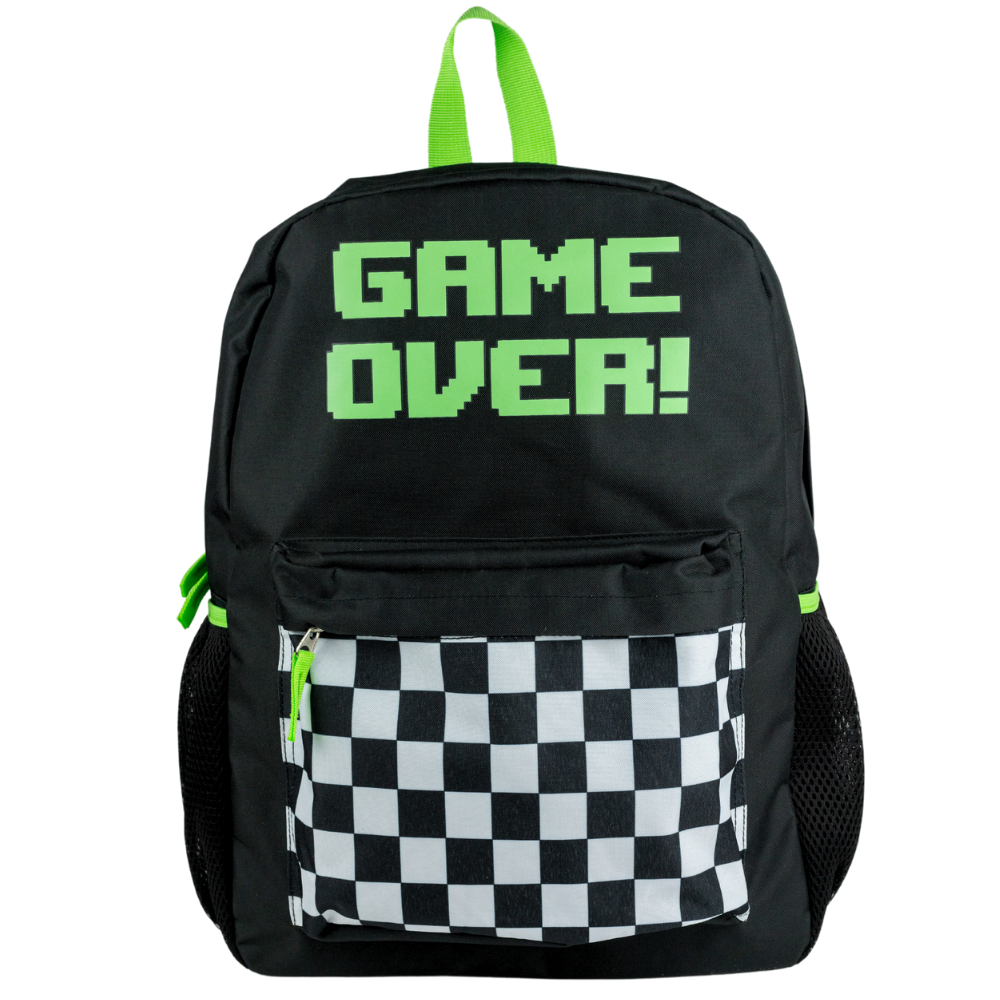 RALME Game Over Gamer Backpack for Boys, 16 inch, Black