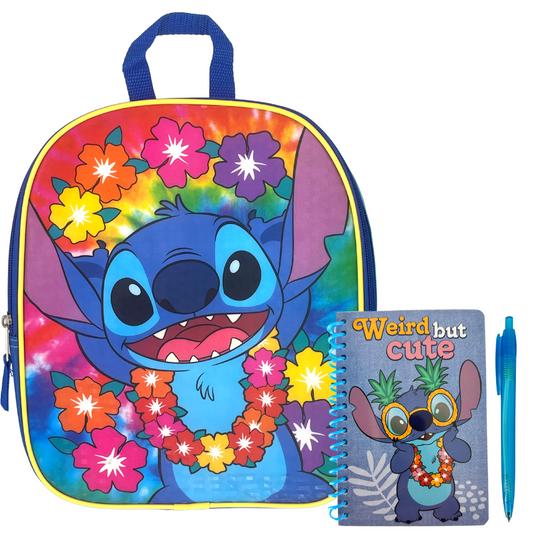 Disney Stitch Mini Backpack for Kids & Toddlers with Journal Notebook and Pen - 12 Inch