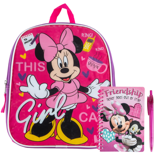 Disney Minnie Mouse Mini Backpack Set for Girls & Toddlers with Journal Notebook and Pen - 12 Inch, Pink