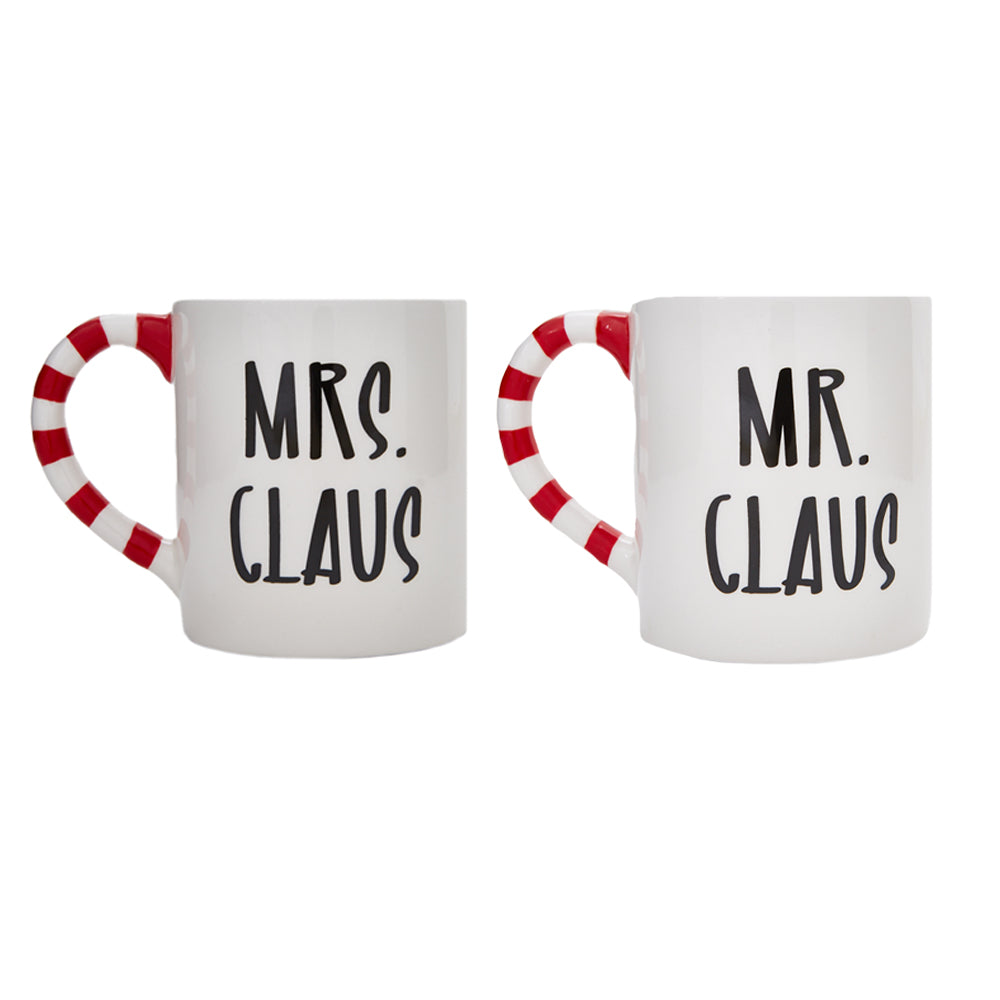 Mr and Mrs Claus Christmas Mugs Set of Two - 16 oz. Large Ceramic Santa Mugs