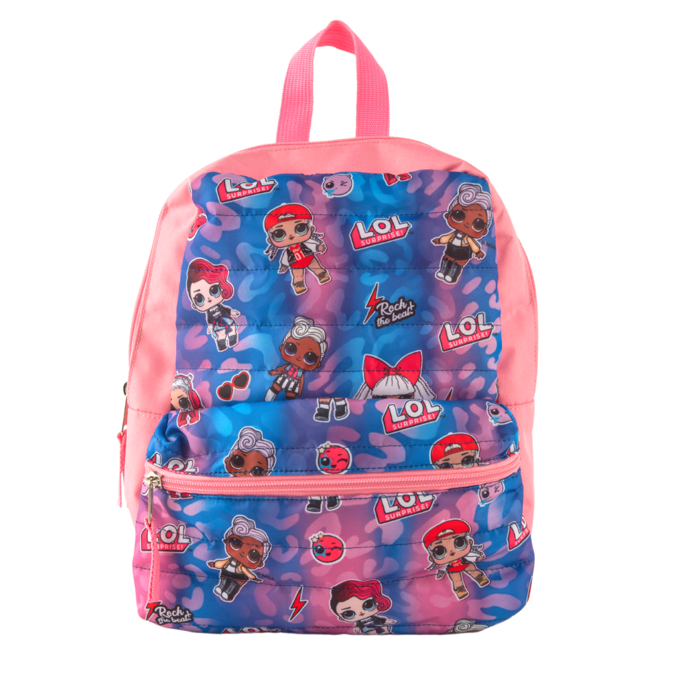 LOL Mini Backpack for Girls and Toddlers with Front Pocket, Quilted, 12 inch