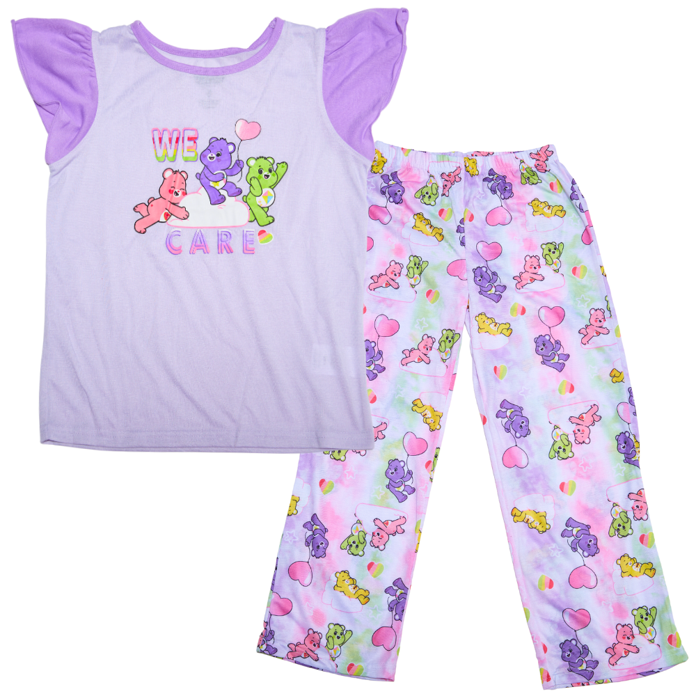 Care Bears Pajamas Set, 2 Piece Sleepwear for Kids, Size 6 Purple