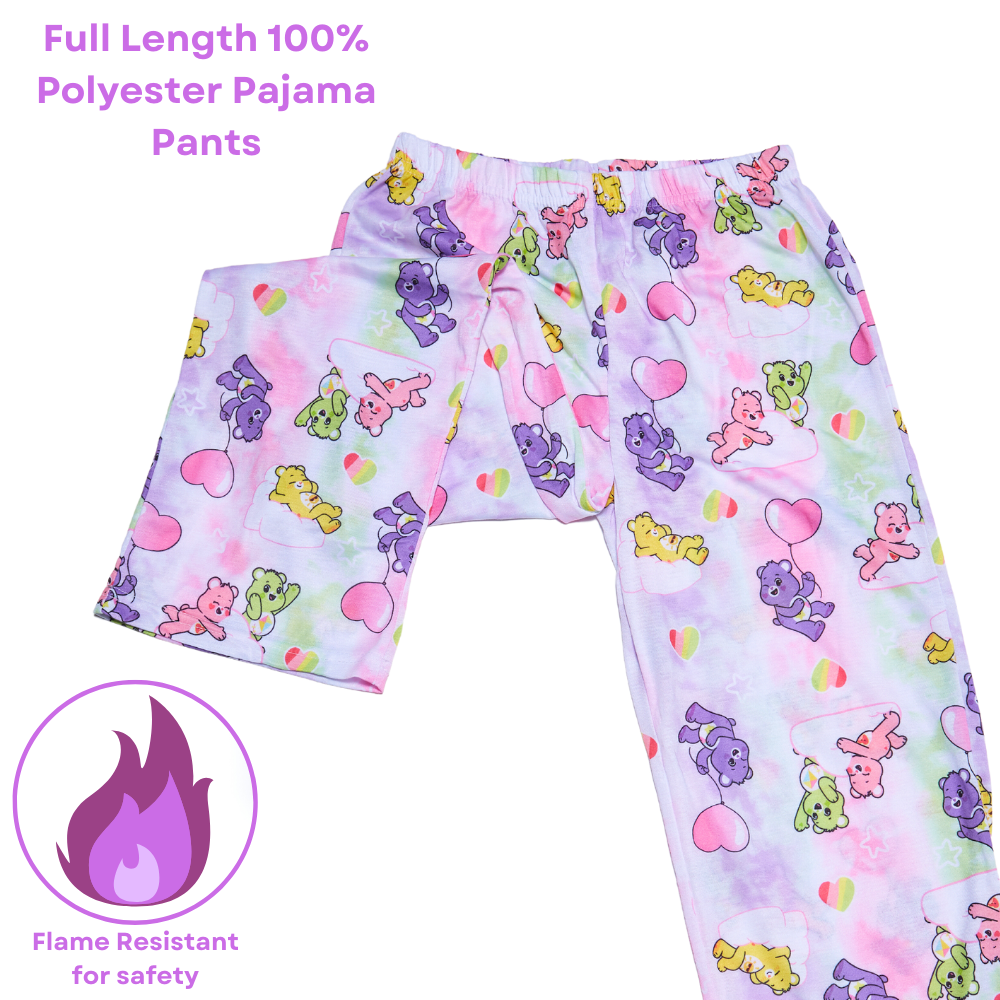 Care Bears Pajamas Set, 2 Piece Sleepwear for Kids, Size 10 Purple