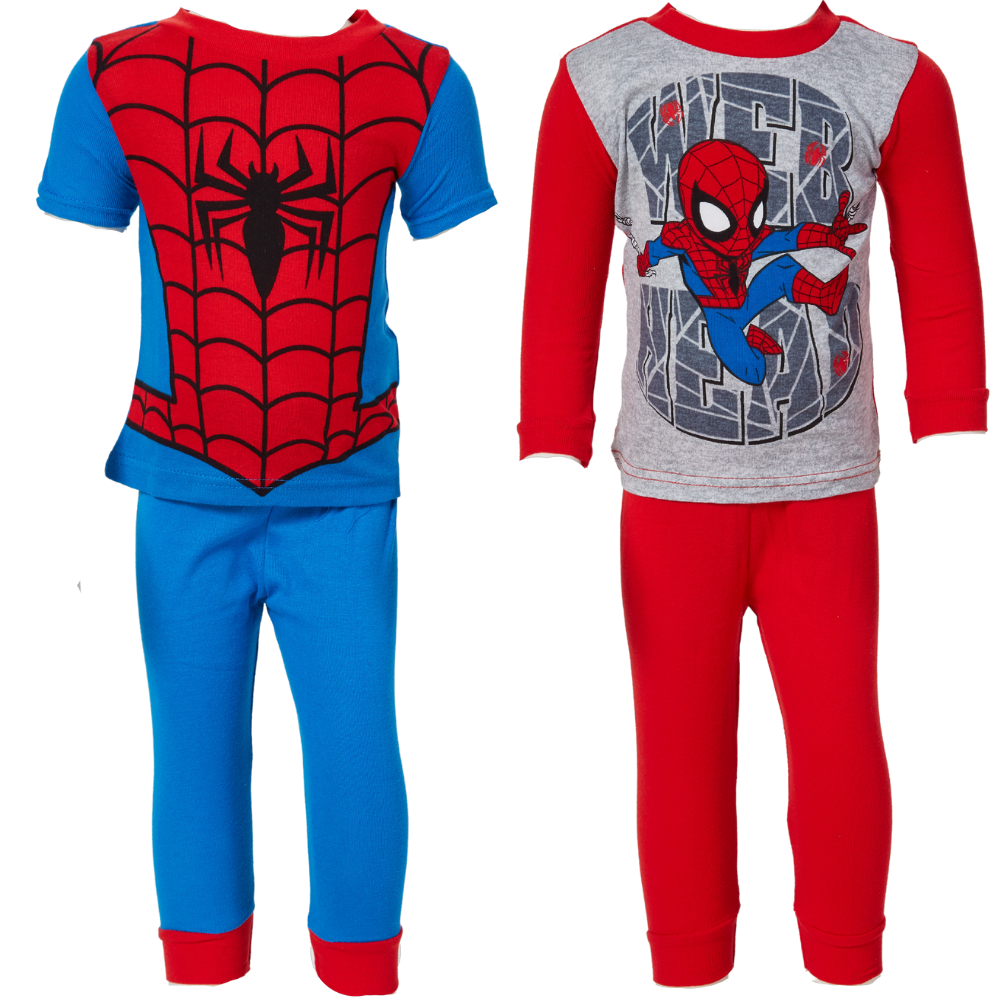 Marvel Spiderman Pajamas Set, 4 Piece Sleepwear for Toddlers and Little Kids, Size 2T Multi