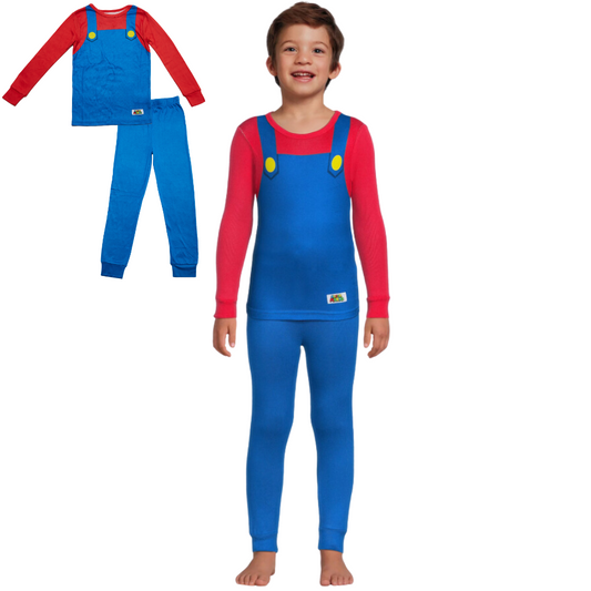 Nintendo Super Mario Boys Pajamas Long Sleeve Super Mario Sleepwear 2 Piece Set Size 4