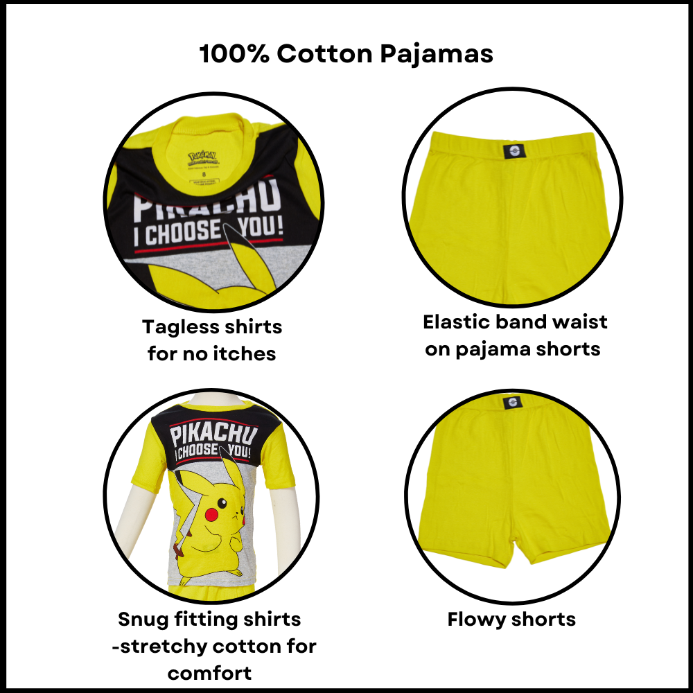 Pokemon Pajamas Set, 4 Piece Mix and Match Sleepwear for Kids, Size 4