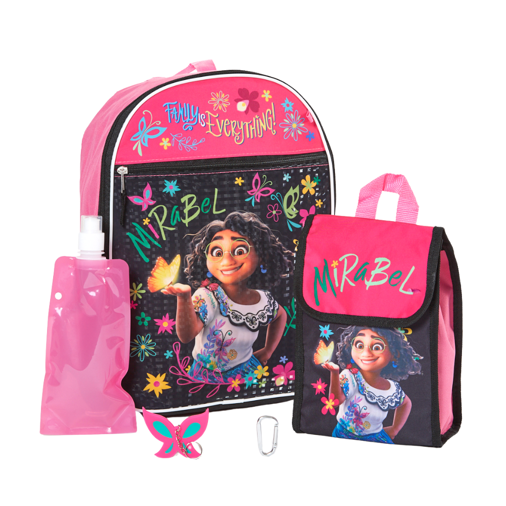 Disney Encanto Mirabel Backpack Set for Girls, 16 inch with Lunch Bag and Water Bottle Pouch