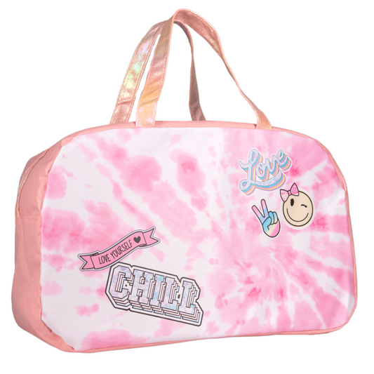Pink Tie Die Girls Duffle Bag for Dance, Travel, Sports, or Gymnastics 18 x 7 x 12 inches