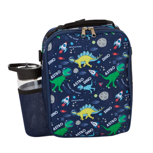 Dinosaur Space 3-In-1 Convertible Lunch Box and Water Bottle Set, Soft Insulated Lunch Bag with Water Bottle for Kids