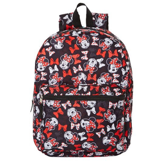 Disney Minnie Mouse Backpack for Kids and Adults, 16 inch, Red and Black
