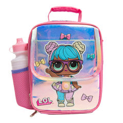 LOL Lunchbox for Girls with Adjustable Shoulder & Backpack Strap and Water Bottle Included