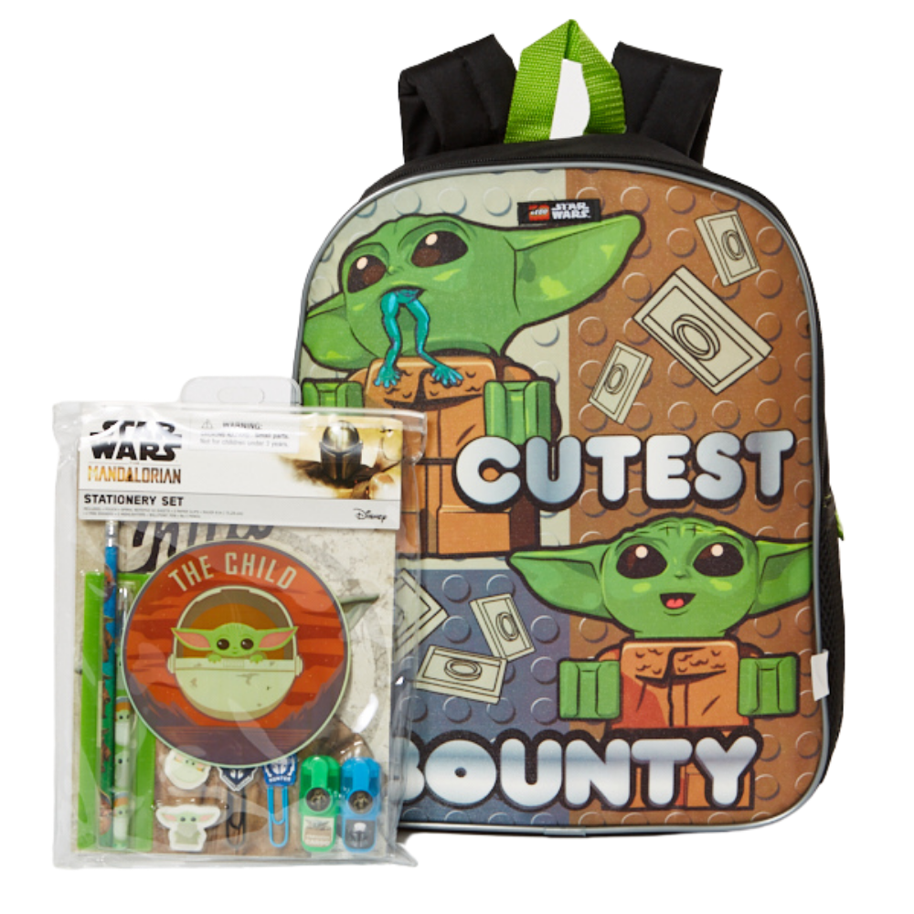 Star Wars Baby Yoda Backpack School Supplies Kids Backpack 12 Piece Set 16 inch Brown