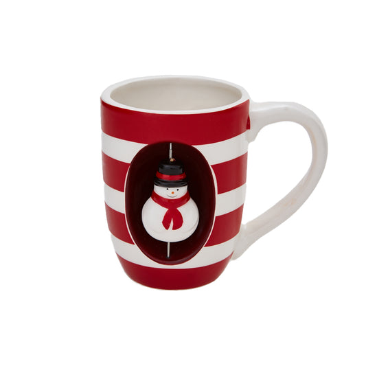 Spinning Snowman Christmas Mug for Kids or Adults - Large Ceramic Coffee or Hot Cocoa Mug, 8 oz.
