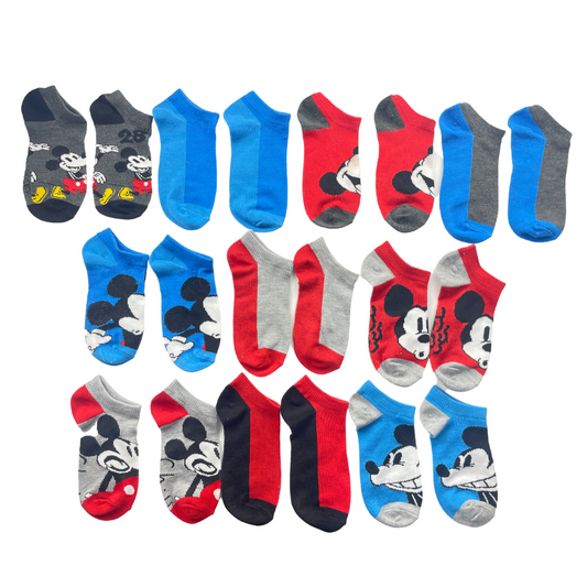 Disney Mickey Mouse Socks Set Multi Pack 10 Pairs, No Show, Fits Shoe Size 10 Little Kid - 4 Big Kid