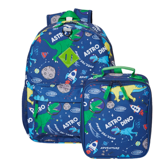 16 Inch Dinosaur Backpack with Lunch Box Set for Boys or Girls, Value Bundle, Blue