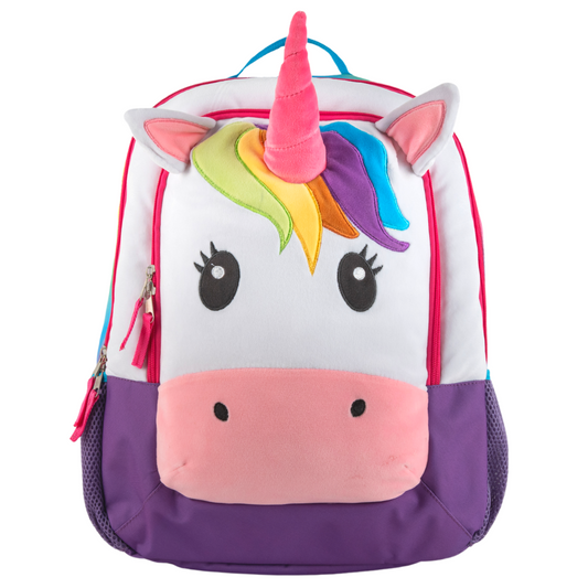 CLUB LIBBY LU Unicorn Backpack for Girls with Soft Plush Front Pocket, Rainbow Ombre, 16 inch Squish Buddies