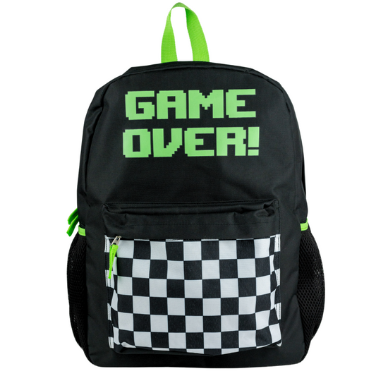 RALME Game Over Gamer Backpack for Boys, 16 inch, Black