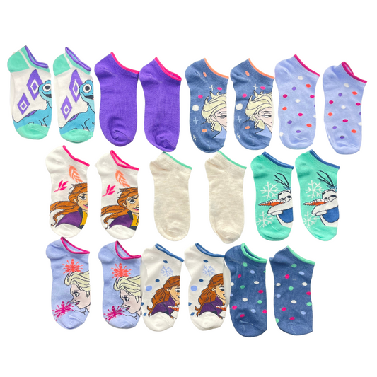 Disney Frozen Little Girls' Socks Set Multi Pack 10 Pairs, No Show, Fits Shoe Size 10 Little Kid - 4 Big Kid