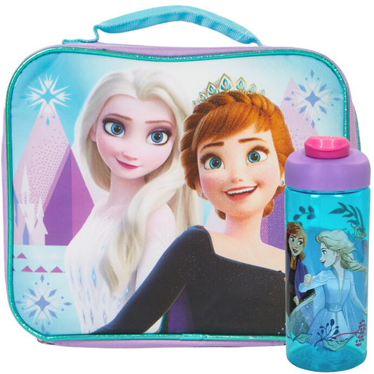 Disney Frozen 2 Lunch Box with Water Bottle Set- Kids Soft Insulated Lunch Bag for Girls and Boys