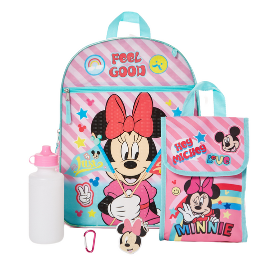 DisneyÊMinnie Mouse Backpack Set for Kids, 16 inch with Lunch Bag and Water Bottle, Pink